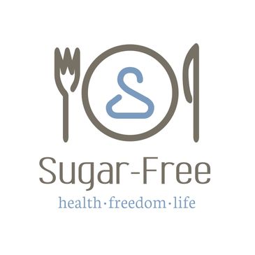 Sugar-Free Logo  - the Symplicated stylized 's' on a dinner plate with the tagline: health, freedom,