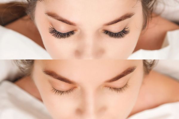 Eyelashes before and after