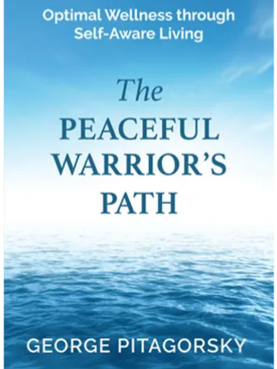 Book cover, The Peaceful Warrior's Path. expanse of open blue water 