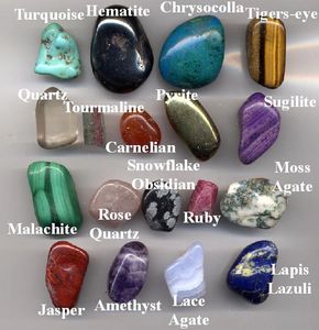 Semiprecious stones include gemstones fashioned from: agate, amber, amethyst, aquamarine, aventurine