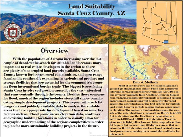 Land Suitability Santa Cruz County Arizona Flood Analysis Possible Building sites