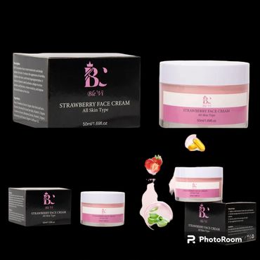 Ble'Vi Strawberry Face Cream for all skin types in elegant black and pink packaging.