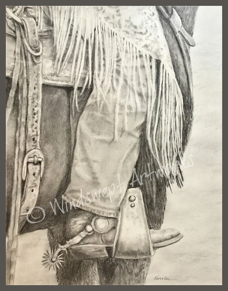 Leg in Leathers, Graphite Pencil, SOLD