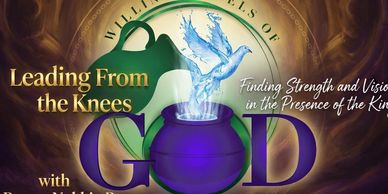 A spiritual-themed graphic with a glowing water pitcher and dove above the word GOD.