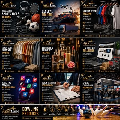 Apex Lane offers a wide range of trading and consulting services including sports tools, garments, e-commerce, and more.