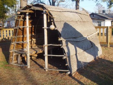 Example of an Indian bark house. Unfortunately our Indian village was destroyed in a previous hurric