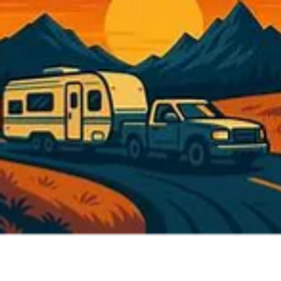 Truck towing a RV camper