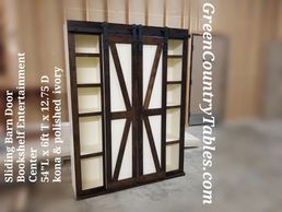 Sliding barn door entertainment center bookshelf (Read description)
