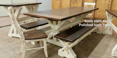 Option 1 - is where we paint over the wood and sand it down to get a raw wood/paint worn look