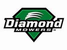 Diamond Mowers logo with green diamond and stylized text.