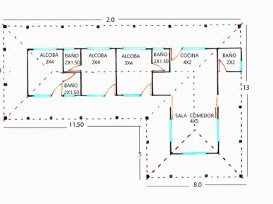 Architectural floor plan showing room layout with dimensions.