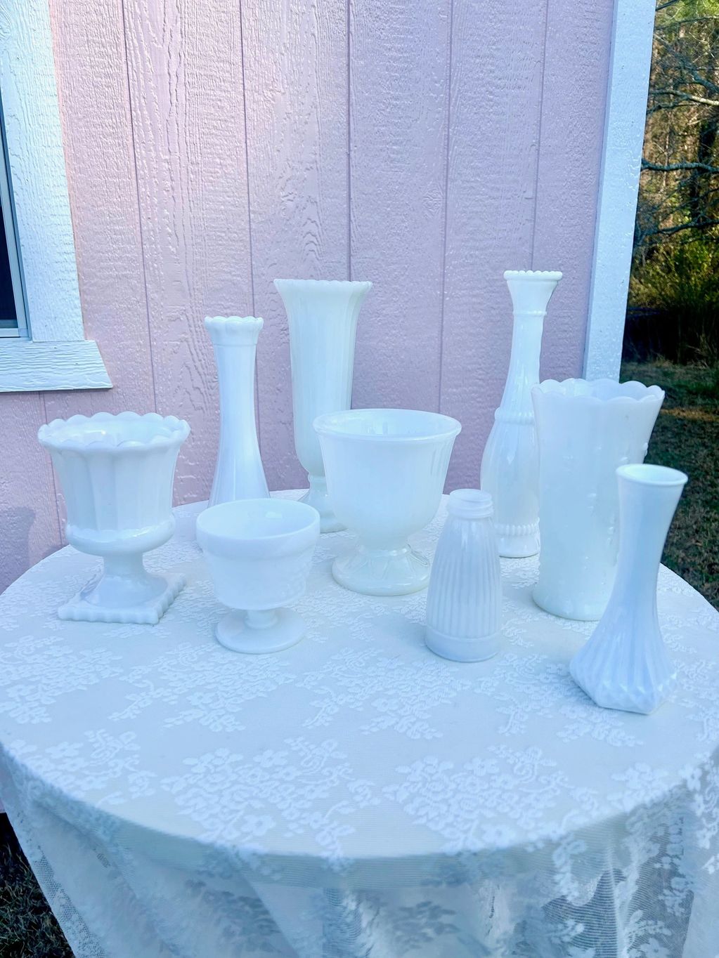 vintage milk glass bud vase and flower vase collection