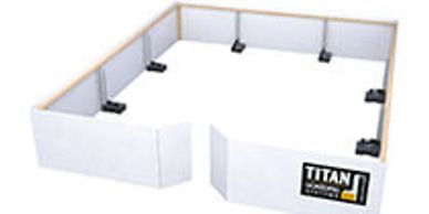 Titan wall system forming a corner enclosure.