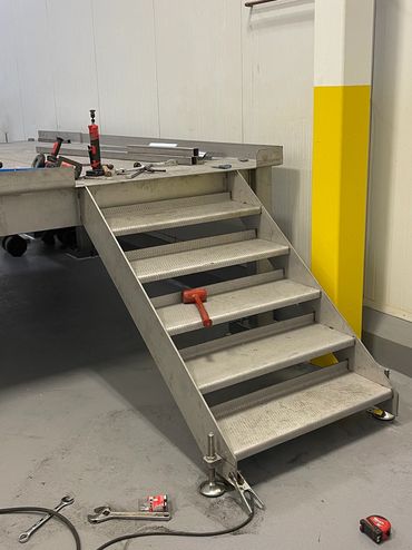 Stainless stairs we built and installed at a local bakery.