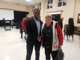 Marie Pyper/Brian Markle and CBC host Adrian Harewood, at " Meet the Chiefs " Ottawa. CBC Ottawa new
