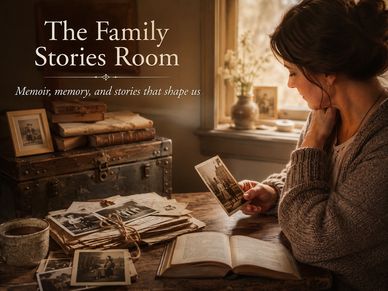 Family Stories Room with old photos, letters, and family memories.