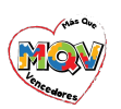 Logo con corazón y las letras MQV en colores vivos.