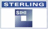 Logo with text 'STERLING SIHI' inside blue rectangular designs.