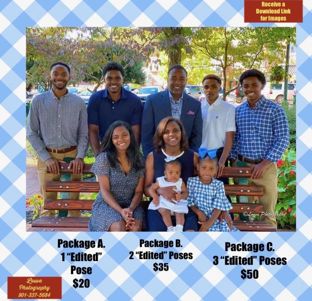 Group family photo with photography package prices.