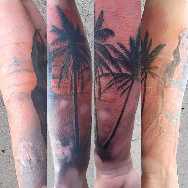 Palm tree Beach woman tattoo