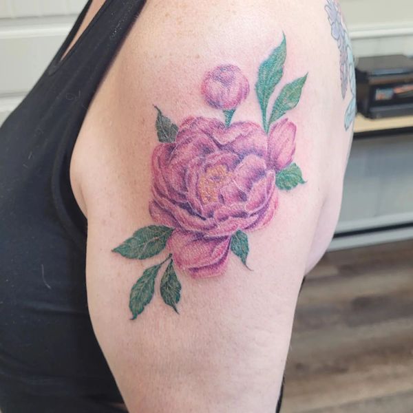 Peony flower tattoo realism 