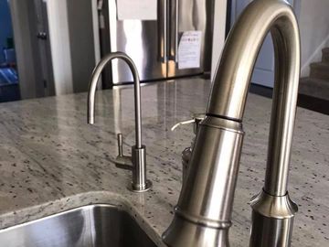 Custom, brushed nickel faucet for Reverse Osmosis system, included! Clean water right in your kitchen.