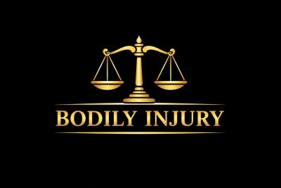 Gold scales with 'BODILY INJURY' text on black background.