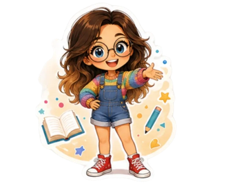 Jeune fille souriante en salopette avec lunettes.