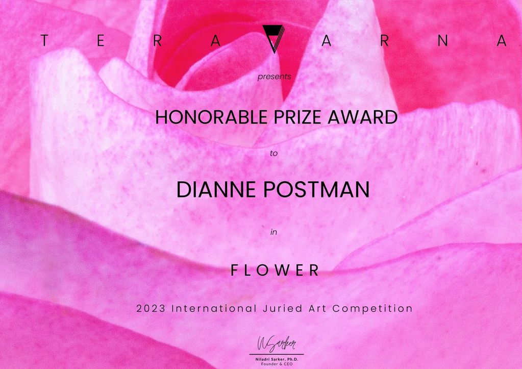 Honorable Mention for my painting "Tea In The Rose Garden"