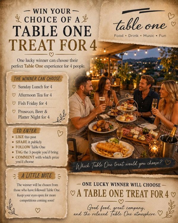 People enjoying a meal together outdoors at Table One.