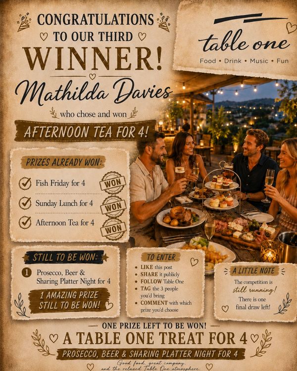 Our Third Winner, Mathilda Davies who won an Afternoon Tea for 4 people