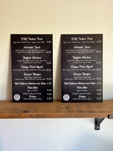 Printed menu Boards, chalk boards, traditional signage, handmade signs, local signs, near me, herts
