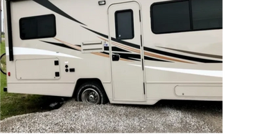 RV stuck in gravel