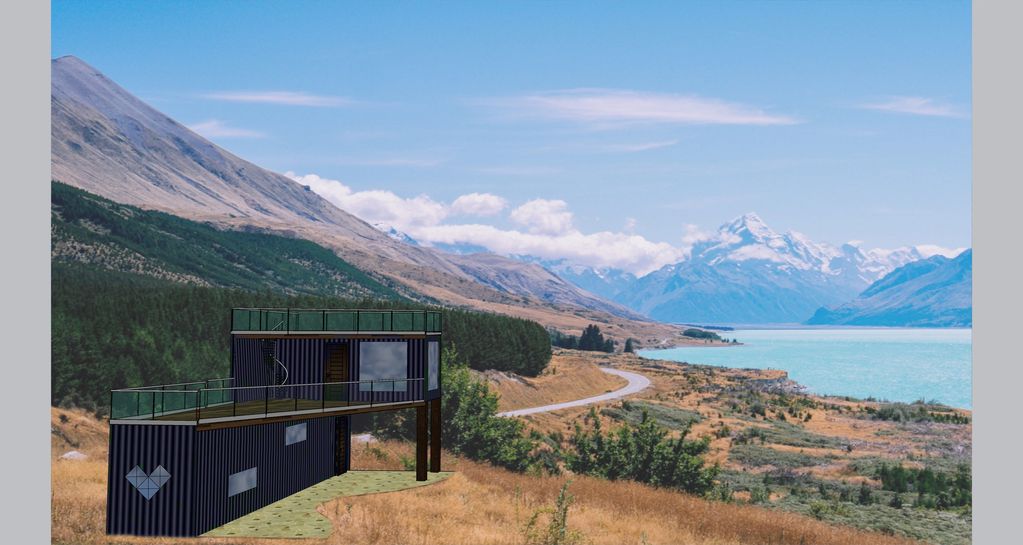 The Eagle's Nest, a combination of a 40' container and a 20' container with spacious decks.