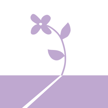 Slightly abstract single 4 petal flower graphic coming out of a concrete crack