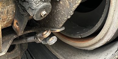Brake shoes on an 18 wheeler that required service at the DOT weigh station in Devine Texas on Inter