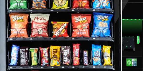 Vending Machine filled with Snacks.
