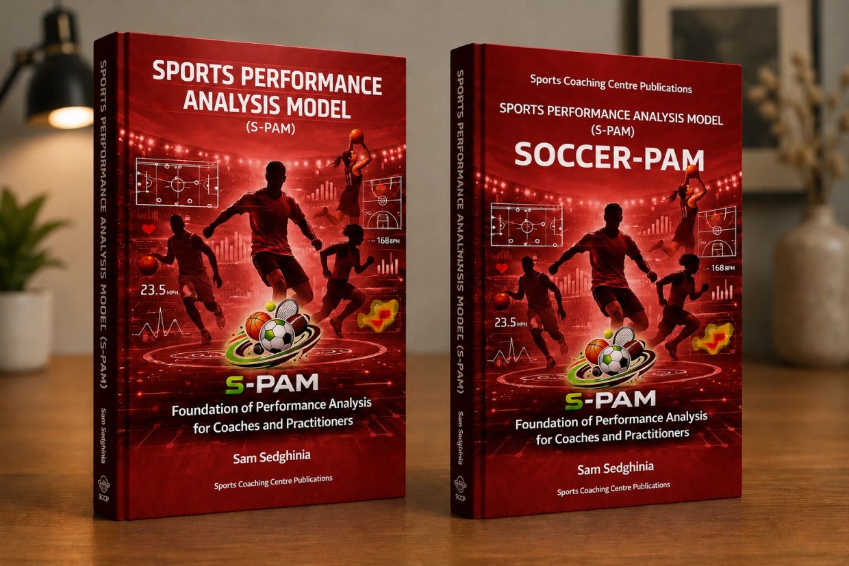 Two books on sports performance analysis with red covers.
