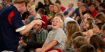 Daryl Cobb uses humor and creative arts during his author visits assemblies, to make the show fun.