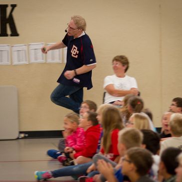 Daryl Cobb performs a live action reading during his author visits program "A Writer's Journey"