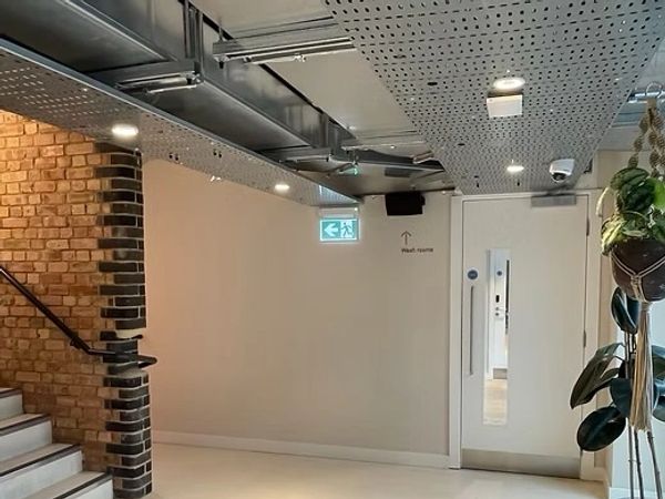 Commercial interior painting in a modern Worcester office reception with freshly painted walls