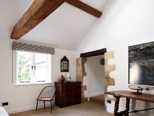 Heritage building living room interior painted white