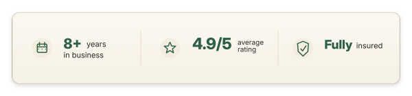 8 plus years in business, fully insured and 4.9/5 average rating