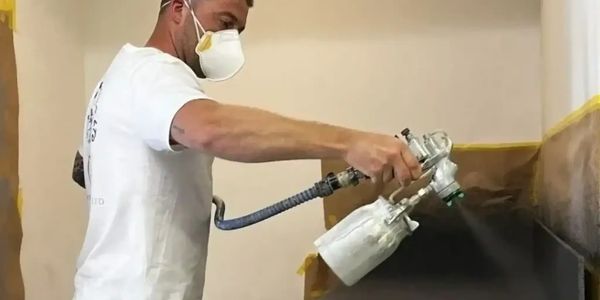 Spray painting by RH Smith Painting & Decorating in Worcester using HVLP equipment.