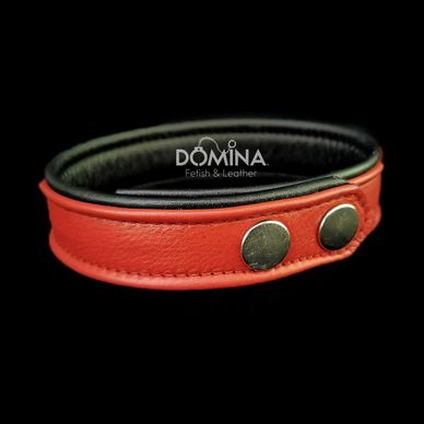 Brazalete o Armband de Piel  rojo con negro