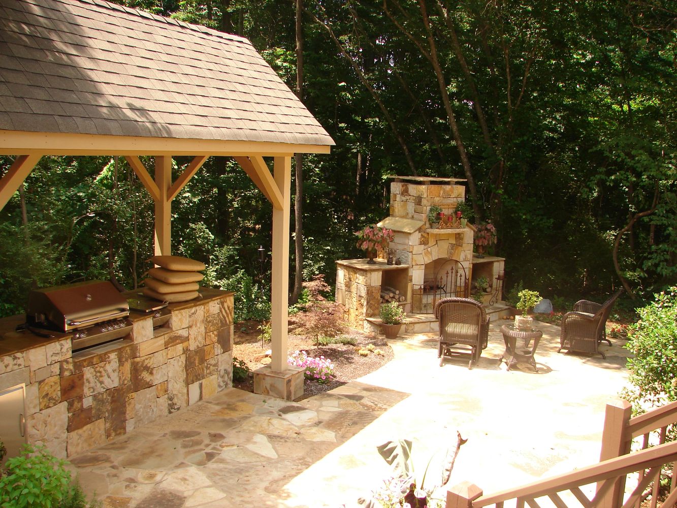stone outdoor living space 