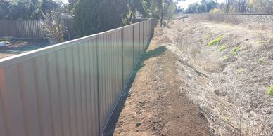 Colorbond fence installed along boundary line and customers happy with the results.