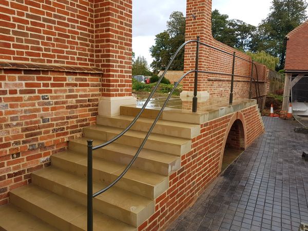 Marble and red bricks stairs