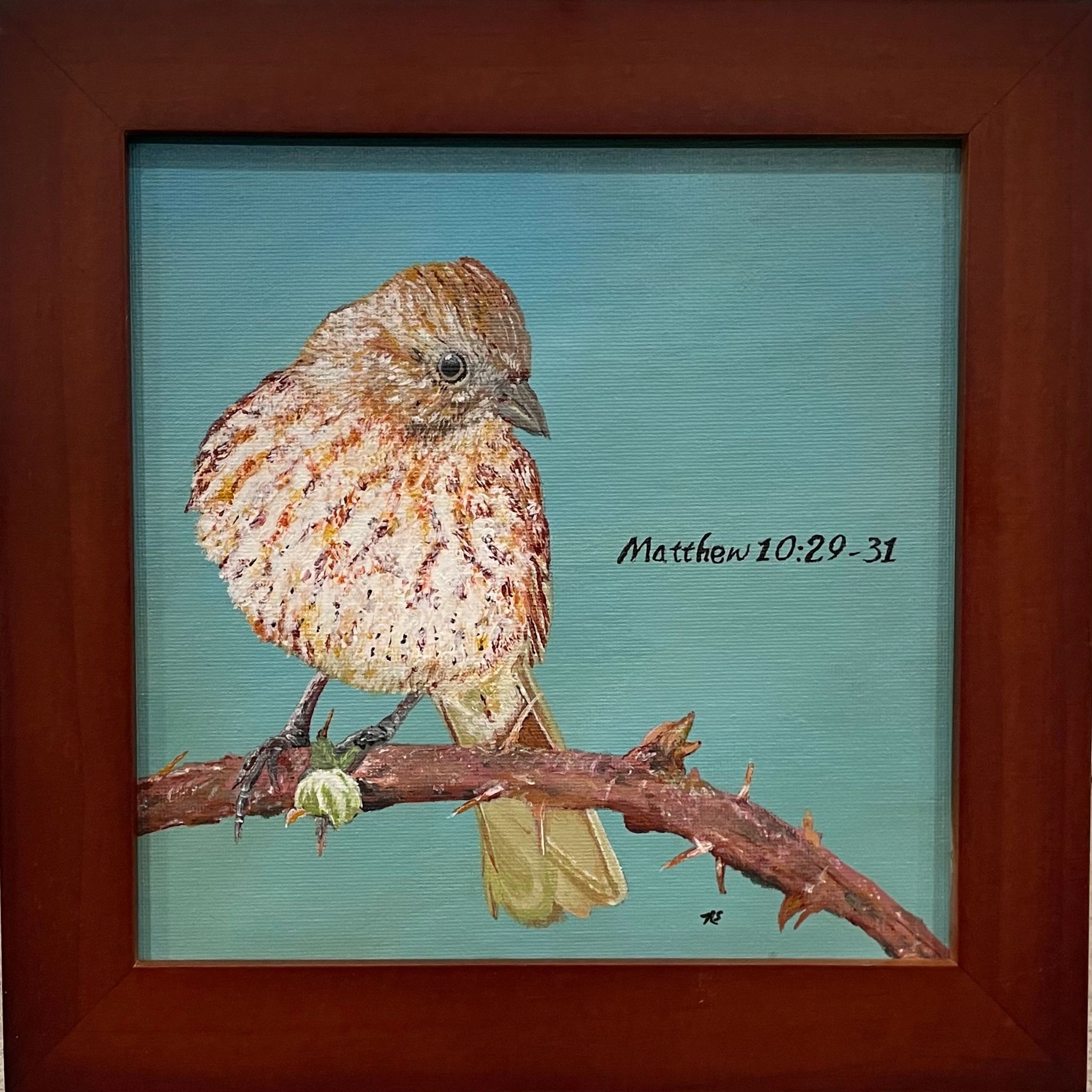 Matthew 10:29 Sparrow acrylic painting