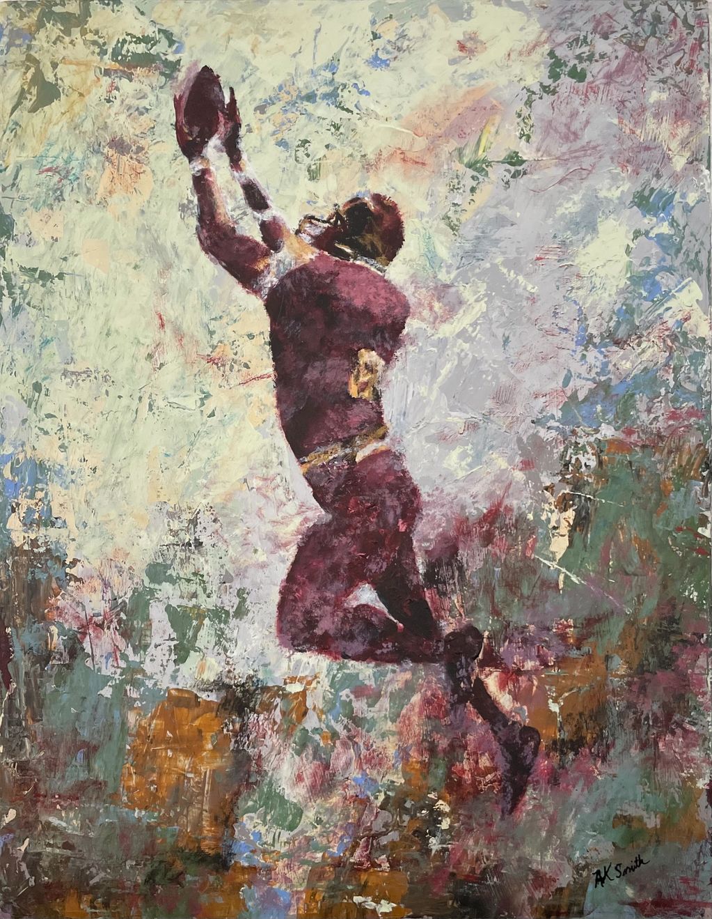 Football Player Acrylic Painting 14 x 18 x 3/4